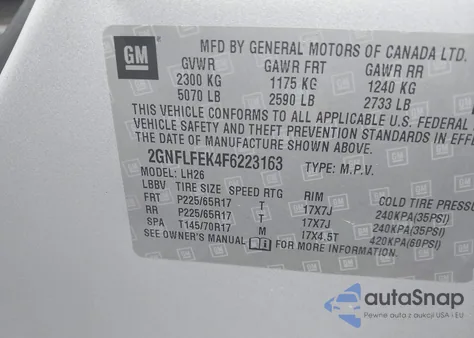 2015 Chevrolet Equinox 1Lt from USA, damaged, VIN 2GNFLFEK4F6223163